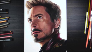 (วาดด้วยมือโดยใช้สีไม้) ปิดฉาก Iron Man Tony Stark 