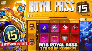 M15 Royal Pass Leaks | 1 To 50 Rp Rewards | 2 Mythic Outfits |PUBGM/BGMI