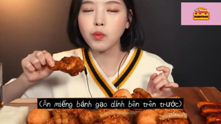 Mukbang đùi gà chiên và tokboki  #anngon