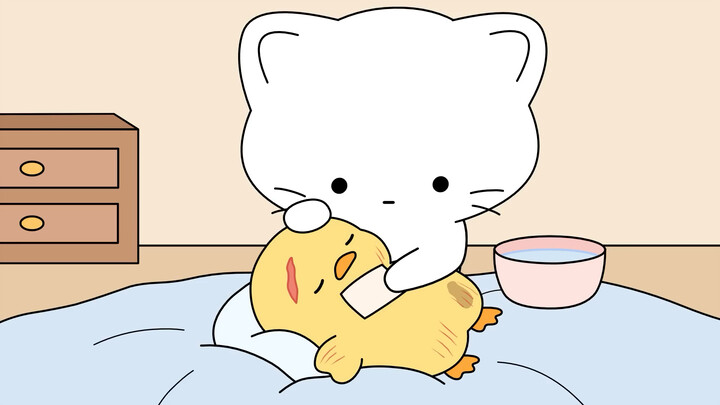 Kitten takes care of the injured duck｜ASMR animation