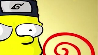 The Simpsons: A boy travels through a parallel world and becomes Naruto, fighting against Sharingan 