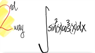 2nd way: trig integral  ∫sin^2(x) cos^3(x) dx