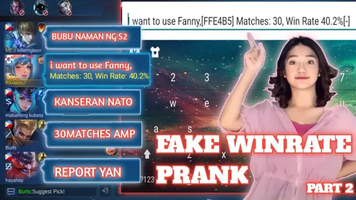 Fake Winrate Prank | Fanny Fake Winrate Prank Part 2 | Naniwala Sila LT🤣 | MLBB