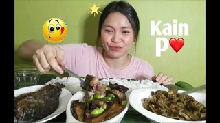 FILIPINO FOOD/BINAGOONGANG BABOY WITH TALONG,PRITONG TILAPIA AT ADOBONG SITAW