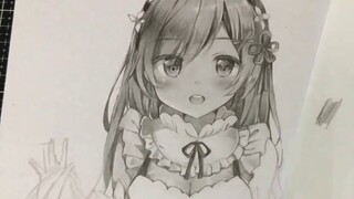 [Hand-drawn with pencil] Oh my god, my god, my god! What kind of pen can draw my wife so cute!