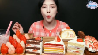 Bánh ngọt cầu vồng, bánh dâu phần 1 #mukbang