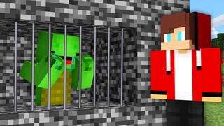 JJ Saving Mikey From Bedrock Prison in Minecraft! (Maizen Mizen Mazien) jj and mikey