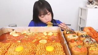 Mukbang mì lửa và pizza #food