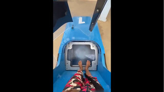 Experience the water park slide from the first perspective