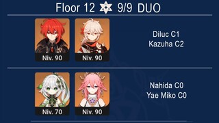 Spiral Abyss 3.2 Duo Nahida C0 Lv70 & Yae Miko C0 / Diluc C1 & Kazuha C2 I Floor 12 Genshin Impact