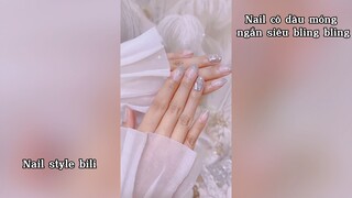 Nail cô dâu móng ngắn siêu bling bling