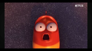 larva kissed the mango in the cartoon