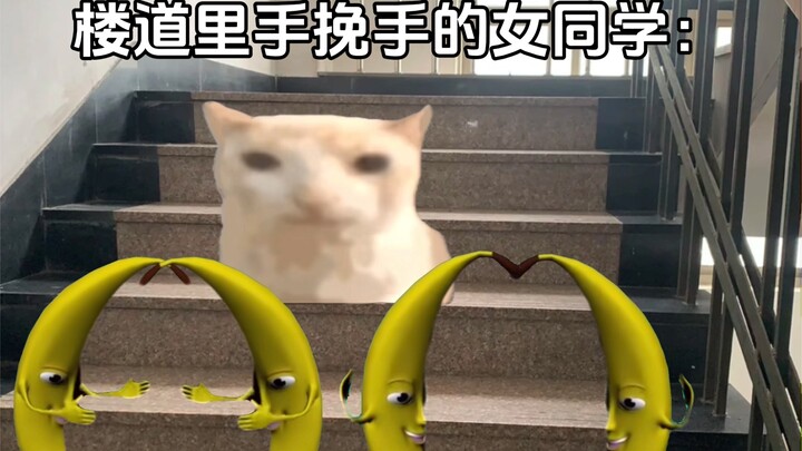 Cô gái chặn đường khoác tay nhau ở hành lang