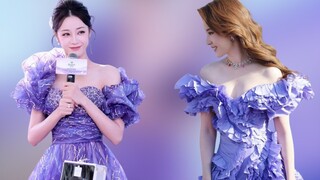Dilraba shows off sweet andgorgeous beauty at the event,wearing a dress reminiscent of Liu Yifei