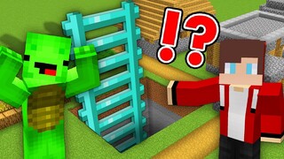 JJ and Mikey found BIGGEST SECRET LADDER in Minecraft Challenge Pranks Nico and Cash security Maizen