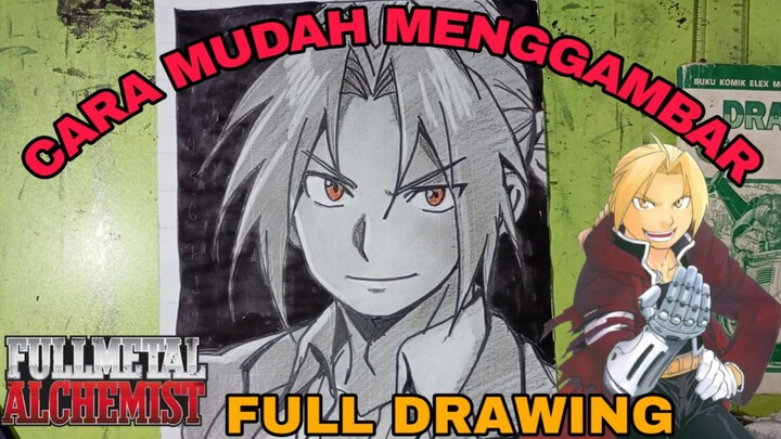full drawing,cara yg Sangat mudah menggambar anime full metal alchemist