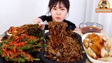 짜장면 꿀조합 파김치, 직접만든 고추김치, 사천탕수육 먹방 | green pepper Kimchi, Black Bean Noodles Mukbang ASMR