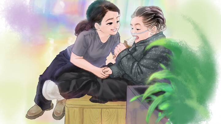 She pampers her mother just as her mom used to spoil her when she was a child.
