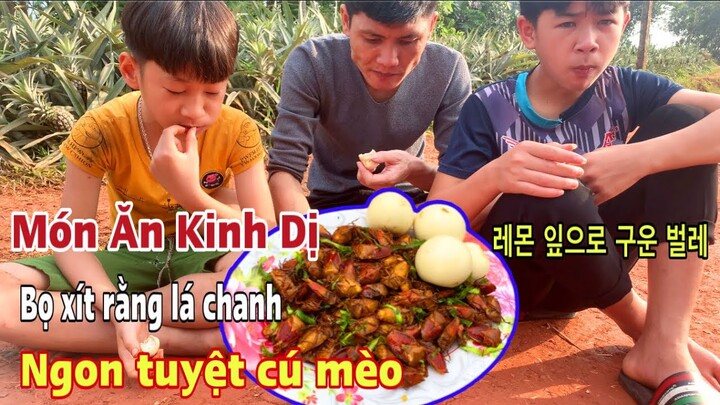 Món Ăn Kinh Dị Bọ Xít Rang Lá Chanh | 레몬 잎을 곁들인 공포 음식 구운 벌레 | Roasted Bugs Horror Food