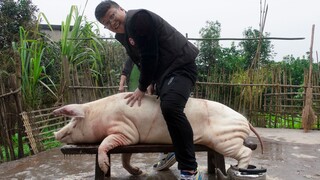 บ้านของอาหมี่ซื้อของใช้ฉลองปีใหม่ ซื้อหัวหมูอันใหญ่ คืนนี้กินซุปหมู