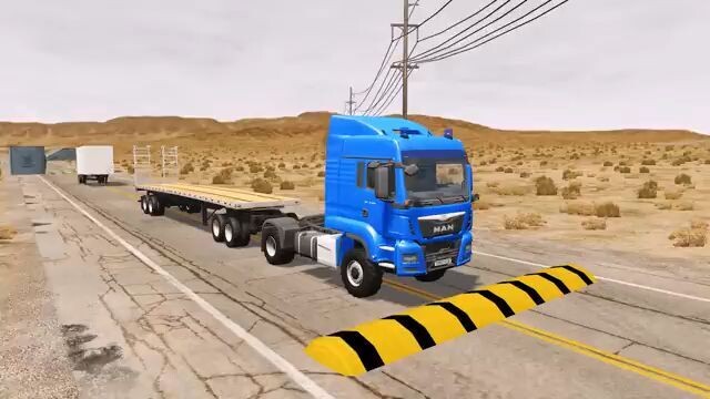 Flatbed Truck Mcqueen  _ Transportation with Truck - Pothole vs Car _439 - BeamN