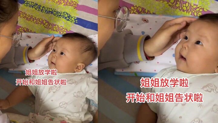 طفل بعمر 4 أشهر يشتكي لأخته ويكاد ينطق من شدة الانفعال.. الأم تضحك حتى تقعد من الضربة الجانبية!