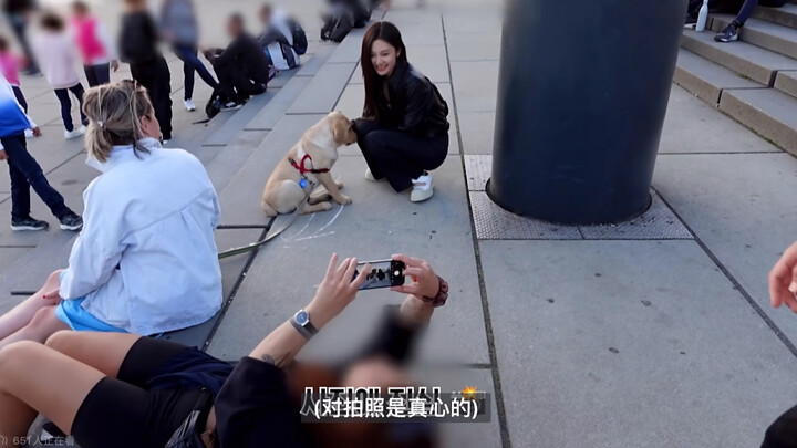 Even teasing a dog can attract fans | A Berlin passerby was captivated by Ningning’s cuteness and vo