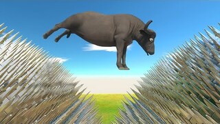 Long Jump Above Hundreds of Rotating Spikes - Animal Revolt Battle Simulator