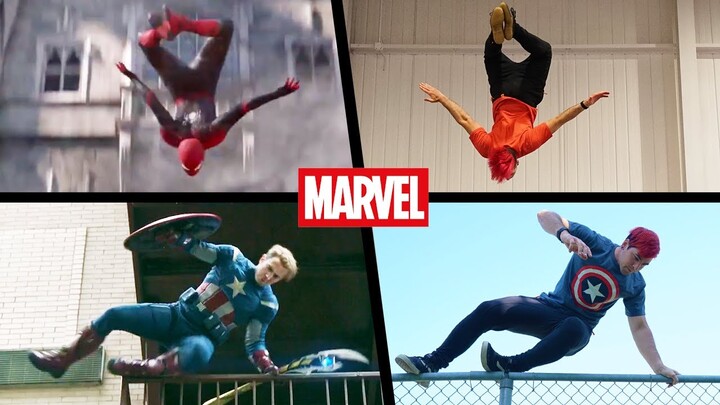 ALL Marvel Stunts In Real Life (Spiderman, Black Panther, Deadpool)