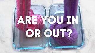 IN OR OUT SLIME GAME -SNOW FIZ VS CLOUD SLIME - PINK VS PURPLE
