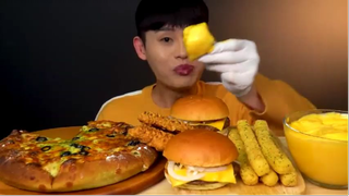 mukbang piza và bánh humbuger #amthuc #monngon