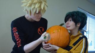 Bakugou and Deku Carve a Pumpkin (My Hero Academia Cosplay Skit)