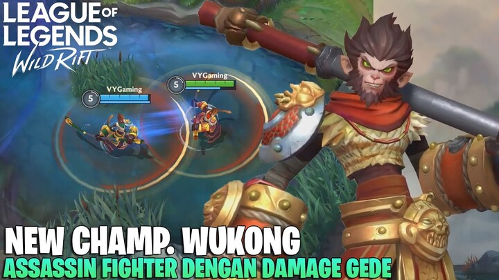 HERO BARU WUKONG WILD RIFT - DAMAGE SKILL NYA OP PARAH! SEKALI COMBO SKILL MUSUH AUTO RATA!