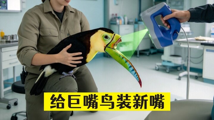 A toucan’s upper beak was broken, leaving it unable to eat; the rescue team used 3D scanning to crea