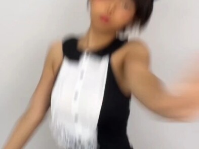Black silk school girl crab dance