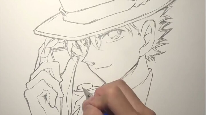 No draft in 30 minutes at 1x speed! Kaitou Kidd super realistic sketch portrait painting tutorial [K