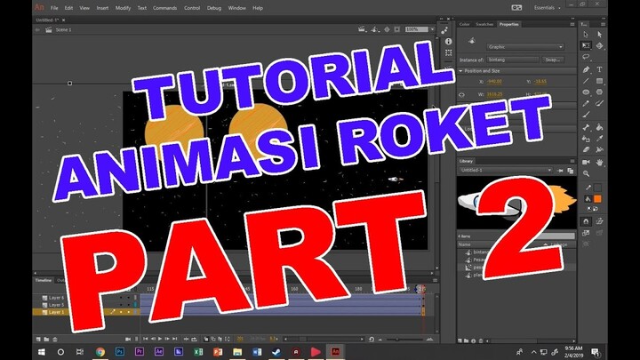 Tutorial Adobe Flash Profesional | Membuat Animasi Roket Part 2
