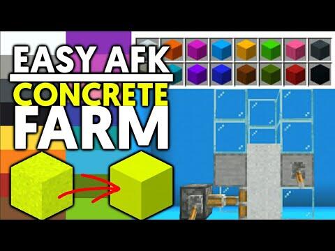 Minecraft Bedrock: Easy AFK Concrete Farm Tutorial MCPE, Windows10, PS4, Xbox, Switch