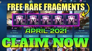 GET FREE RARE FRAGMENTS IN MOBILE LEGENDS 2021 | RARE FRAGMENTS | FREE FRAGMENTS IN MOBILE LEGENDS