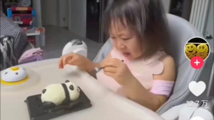 Chinese little girl crying while eating panda cake goes viral on TikTok: Pain and joy go hand in han