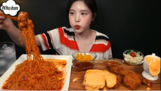 Mì Shin xào và thịt heo chiên xù phô mai phần 3 #mukbang