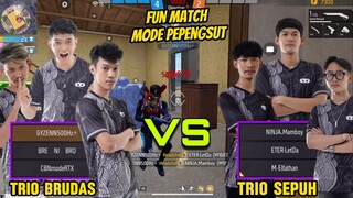 FUNMATCH TRIO BRUDAS VS TRIO SEPUH EPEP!! MODE PEPENGSUT AUTO AIM MERAH BRUTAL!!🔥