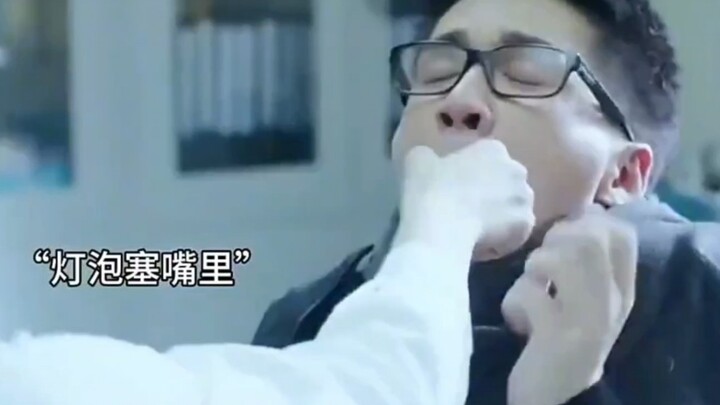 The young man, just for mispronouncing English, ended up with a light bulb stuck in his mouth and co