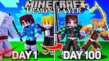 We Survived 100 Days In Demon Slayer Minecraft! - Duo Demon Slayer Minecraft 100 Days