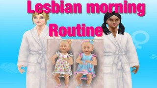 Interracial Lesbian morning routine with twins SIMS FREEPLAY
