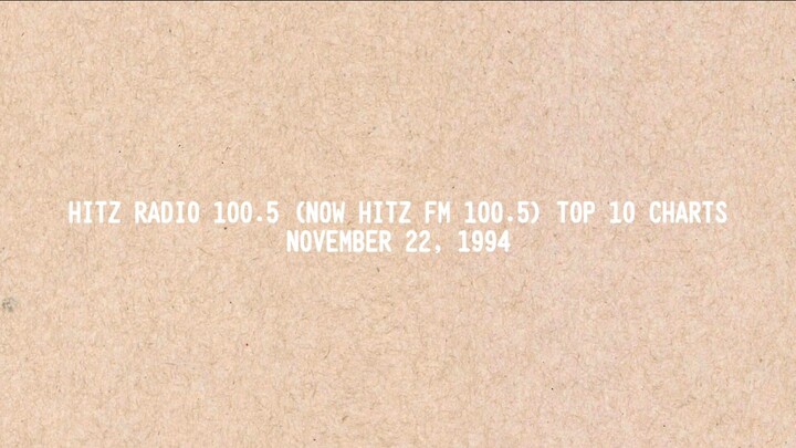 Hitz Radio 100.5 (now Hitz FM 100.5) Top 10 Charts (November 22, 1994)