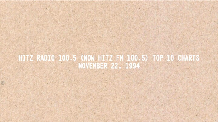 Hitz Radio 100.5 (now Hitz FM 100.5) Top 10 Charts (November 22, 1994)