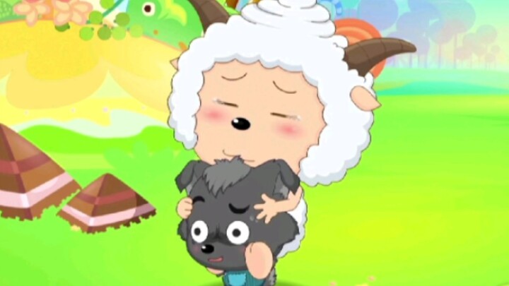 Lazy Sheep lay on the heads of many animals, but Xiao Huihui and Mu Mu’s heads also lay on their hea