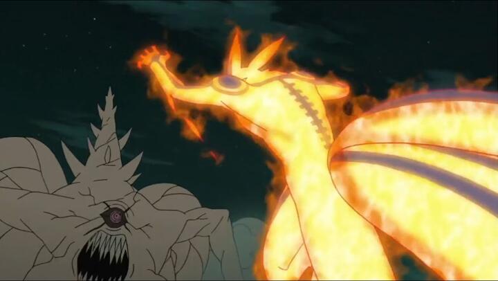 Ten tails cut off all the tails of Kurama and the Eight-Tails, Neji's death, Kurama vs Ten Tails