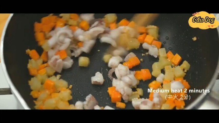 Mực nhồi cơm sốt sa tế 1 #amthuc